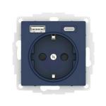 Розетка 1-м 16А С/У З/К со шторками+USB A+С 5В 3А Аквамарин AtlasDesign