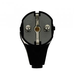 Вилка угловая с заземлением черная 16А 250В