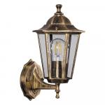 Светильник садово-парковый «Классика» (НБУ)  6101 1*60W, E27, 230V, IP44, цвет черное золото, 6-и гранник, на стену вверх, 170*200*32 Feron