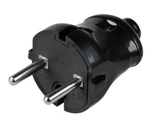 Вилка разборная прямая без з/к 6А черная ВПп20-02-Ст IEK