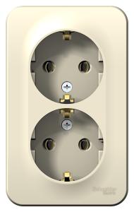 Розетка 2-м 16А О/У З/К изолирующая пластина Молочный Blanca
