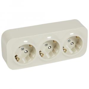 Розетка 3-я с/з с шт Бежевый Legrand Quteo