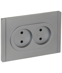 Розетка 2-м 10А С/У со шторками Сталь Forte&Piano