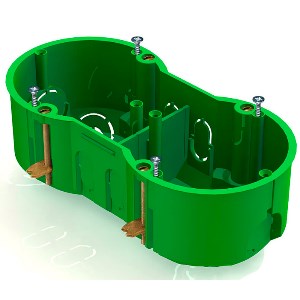 Коробка КМ40023 установочная 2 места d141х70x45 для полых стен (с саморезами и мет. лапка)