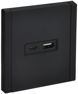 Розетка USB А+С 18Вт С/У Металл Черный Forte&Piano