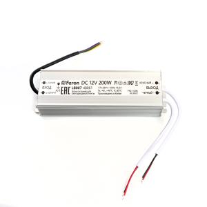 Блок питания для сд ленты 200W 12V IP67 (драйвер) LB007 Feron