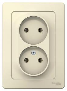 Розетка 2-м 16А С/У Молочный Blanca