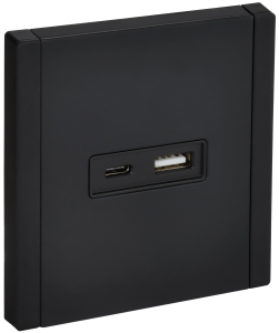 Розетка USB А+С 3,1А С/У Металл Черный Forte&Piano