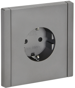 Розетка 1-м 16А С/У З/К со шторками Сталь Forte&Piano