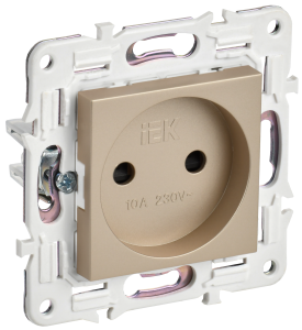Розетка 1-м 10А С/У со шторками Песочный Skandy