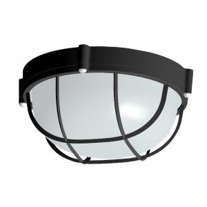 Светильник банный круг 60Вт НПП 03-60-014 с решеткой IP65 1302 черный "Банник" Элетех