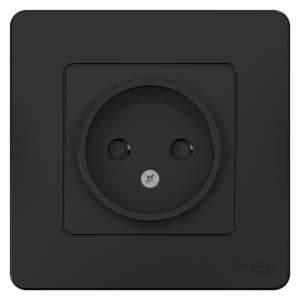 Розетка 1-м 16А С/У со шторками Антрацит Blanca