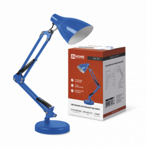 Светильник настольный под лампу на основании + струбцина СНО 17ТС 60Вт E27 230В СИНИЙ IN HOME