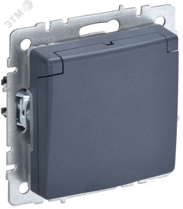 Розетка 1-м 16А С/У З/К со шторками с крышкой IP20 Маренго Brite