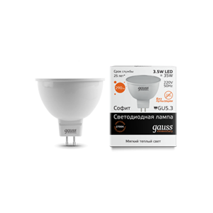 Лампа светодиодная Gauss Elementary MR16 GU5.3 3.5W 3000K