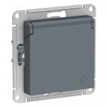 Розетка 1-м 16А С/У З/К со штор. с крышкой IP20 Грифель AtlasDesign