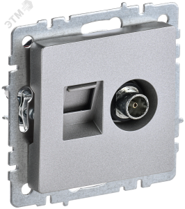 Розетка TV антенна + RJ45 кат.5E С/У Алюминий Brite