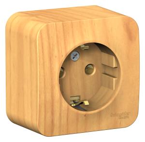 Розетка 1-м 16А О/У З/К изолирующая пластина Ясень Blanca