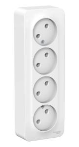 Розетка 4-м 16А О/У изолирующая пластина Белый Blanca