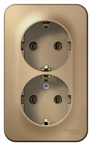 Розетка 2-м 16А О/У З/К изолирующая пластина Титан Blanca