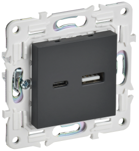 Розетка USB А+С 18Вт С/У Графит Skandy