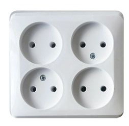 Розетка 4-м 16А О/У Белый Etude