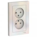 Розетка 2-м 16А С/У в сборе с рамкой Жемчуг AtlasDesign