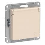 Розетка 1-м 16А С/У З/К со штор. с крышкой IP20 Бежевый AtlasDesign