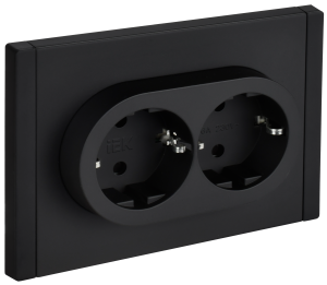 Розетка 2-м 16А С/У З/К со шторками Черный Forte&Piano