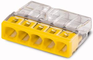 Клемма WAGO 2273-245 5-проводная, 5*2,5мм с пастой для 5-и медных/алюмин. однопроволочных проводников сеч. до 2,5 мм кв.