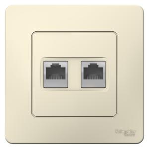 Розетка RJ45+RJ45 кат.5Е С/У Молочный Blanca