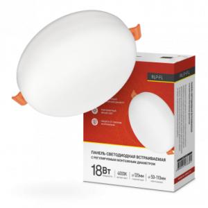 Панель сд встраиваемая безрамочная RLP-FL 18Вт 230В 4000К 1260Лм 120мм с рег. монтаж. 50-110мм белая