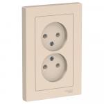 Розетка 2-м 16А С/У в сборе с рамкой Бежевый AtlasDesign