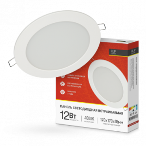 Панель светодиодная встраиваемая круглая RLP-eco 12Вт 230В 4000К 840Лм 170мм белая IP40 IN HOME