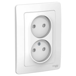 Розетка 2-м 16А С/У со шторками Антрацит Blanca