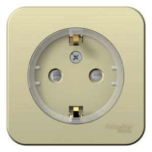 Розетка 1-м 16А О/У З/К со шторками с кольцом изолирующая пластина Бежевый Blanca