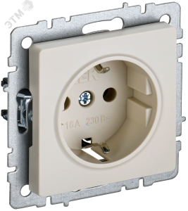 Розетка 1-м 16А С/У З/К со шторками с крышкой Бежевый Brite