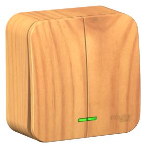 Выключатель 2-кл 10А О/У с индикатором изолирующая пластина Ясень Blanca