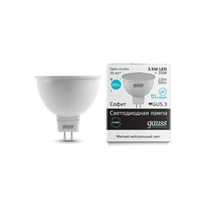 Лампа светодиодная Gauss Elementary MR16 GU5.3 3.5W 4100K