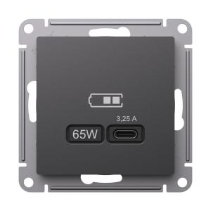 Розетка USB С 65Вт С/У поддерживает современные протоколы быстрой зарядки QC, PD Базальт AtlasDesign