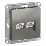 Розетка RJ45+RJ45 кат.5Е С/У Сталь AtlasDesign