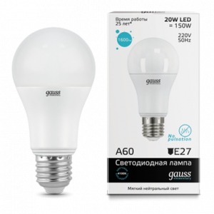 Лампа светодиодная Gauss Elementary A60 20W E27 4100K