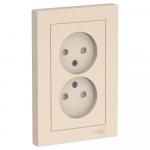 Розетка 2-м 16А С/У со шторками в сборе с рамкой Бежевый AtlasDesign