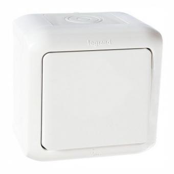 Выключатель 1-клавишный IP44 10А белый Legrand Quteo