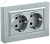 Розетка 2-м 16А С/У З/К в сборе Сталь Brite
