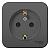 Розетка 1-м 16А О/У З/К со шторками с кольцом изолирующая пластина Антрацит Blanca