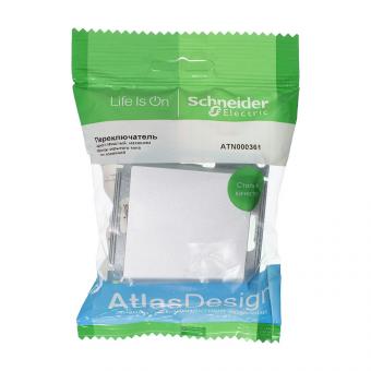 Переключатель 1-кл 10А С/У Алюминий AtlasDesign