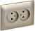 Розетка 2-м 10А С/У со шторками в сборе Шампань Skandy