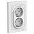 Розетка 2-м 16А С/У З/К со шторками в сборе с рамкой Белый AtlasDesign