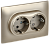 Розетка 2-м 16А С/У З/К в сборе Шампань Skandy